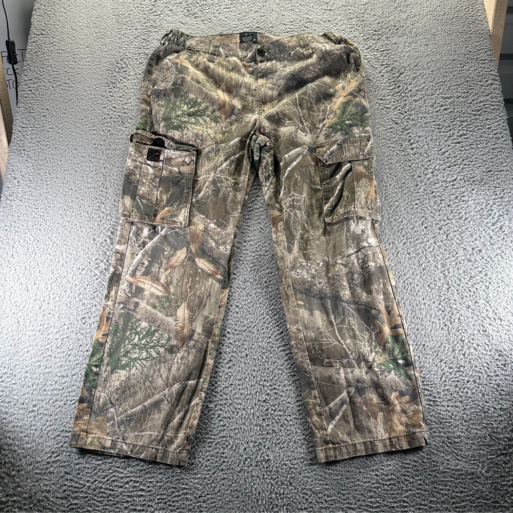 Realtree Pant Mens‎ 36x31 Brown Cotton Camouflage Cargo Straight Baggy Hunting